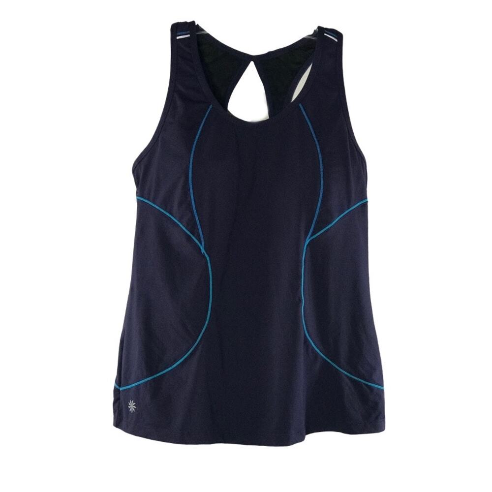 Athleta Energy Keyhole Racerback Zip Pocket Tank Purple Blue Medium